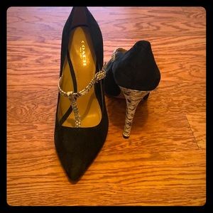 Coach black suede pumps